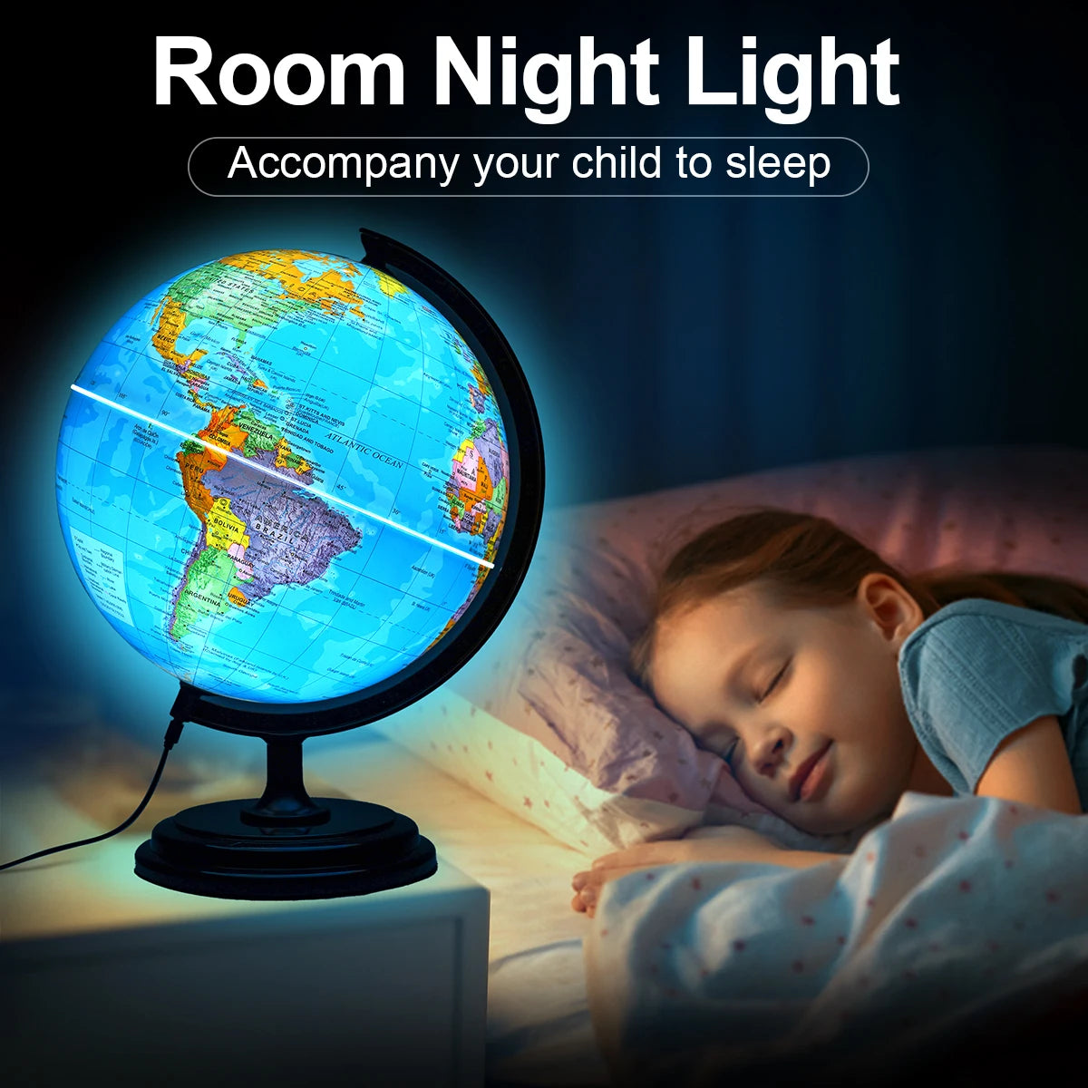 360° Rotating All-English World Globe Puzzle Educational Aid Tool Children's Geography Learning Toy Birthday Gift