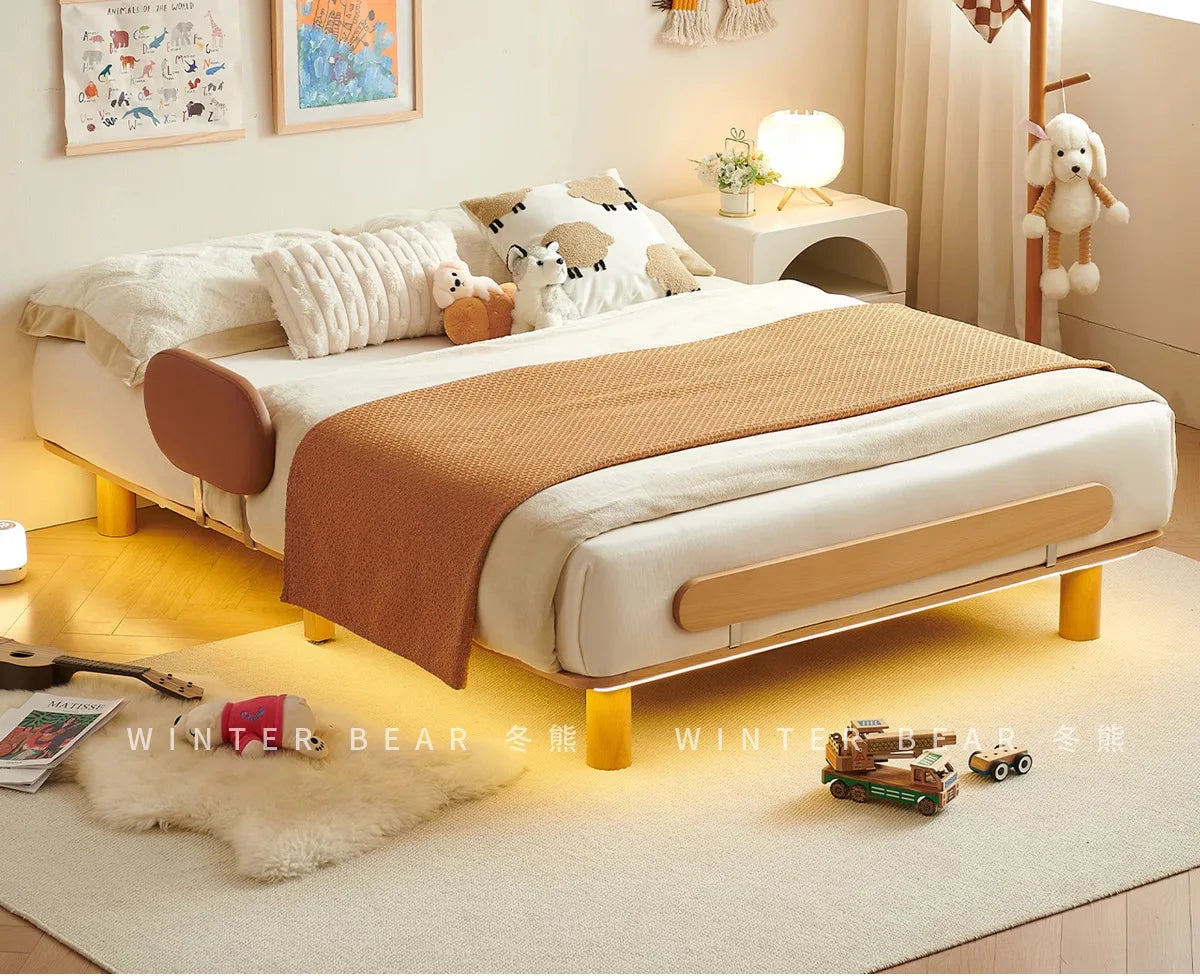 Boys and girls bed small apartment single bed 1.5 meters simple full solid wood tatami no bedside children's bed