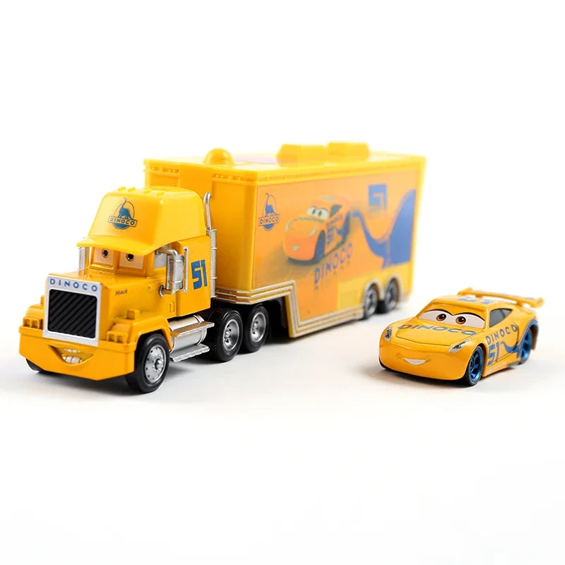 Cars Toy Truck Lightning McQueen Uncle Mike Alloy Diecast Model Container Hauler Trucks Children's Christmas Toys