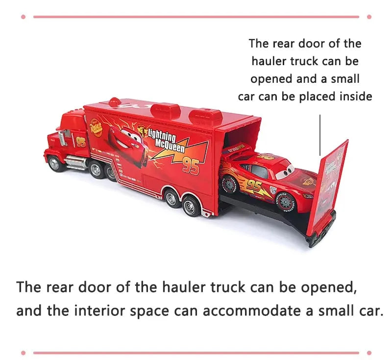 Cars Toy Truck Lightning McQueen Uncle Mike Alloy Diecast Model Container Hauler Trucks Children's Christmas Toys