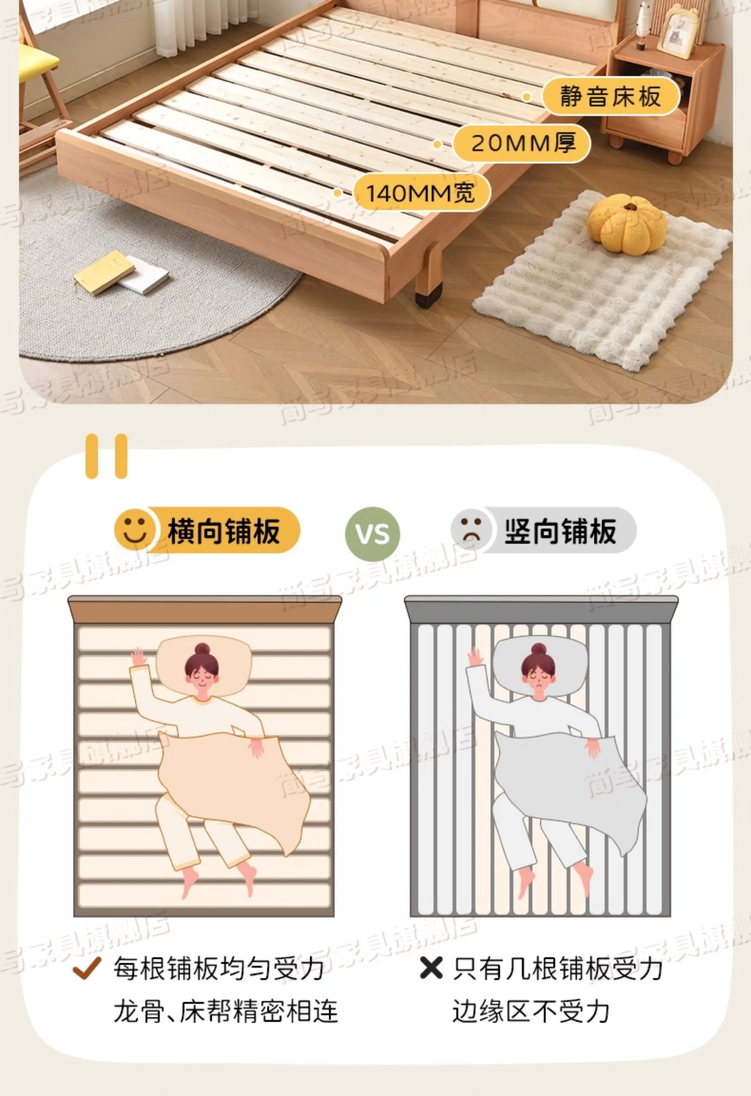 150x200cm Kids Bed 2 People Frame Bedside Table Queen Size Children Bed 2 People Modern Wooden Design Bedroom Furniture Sets