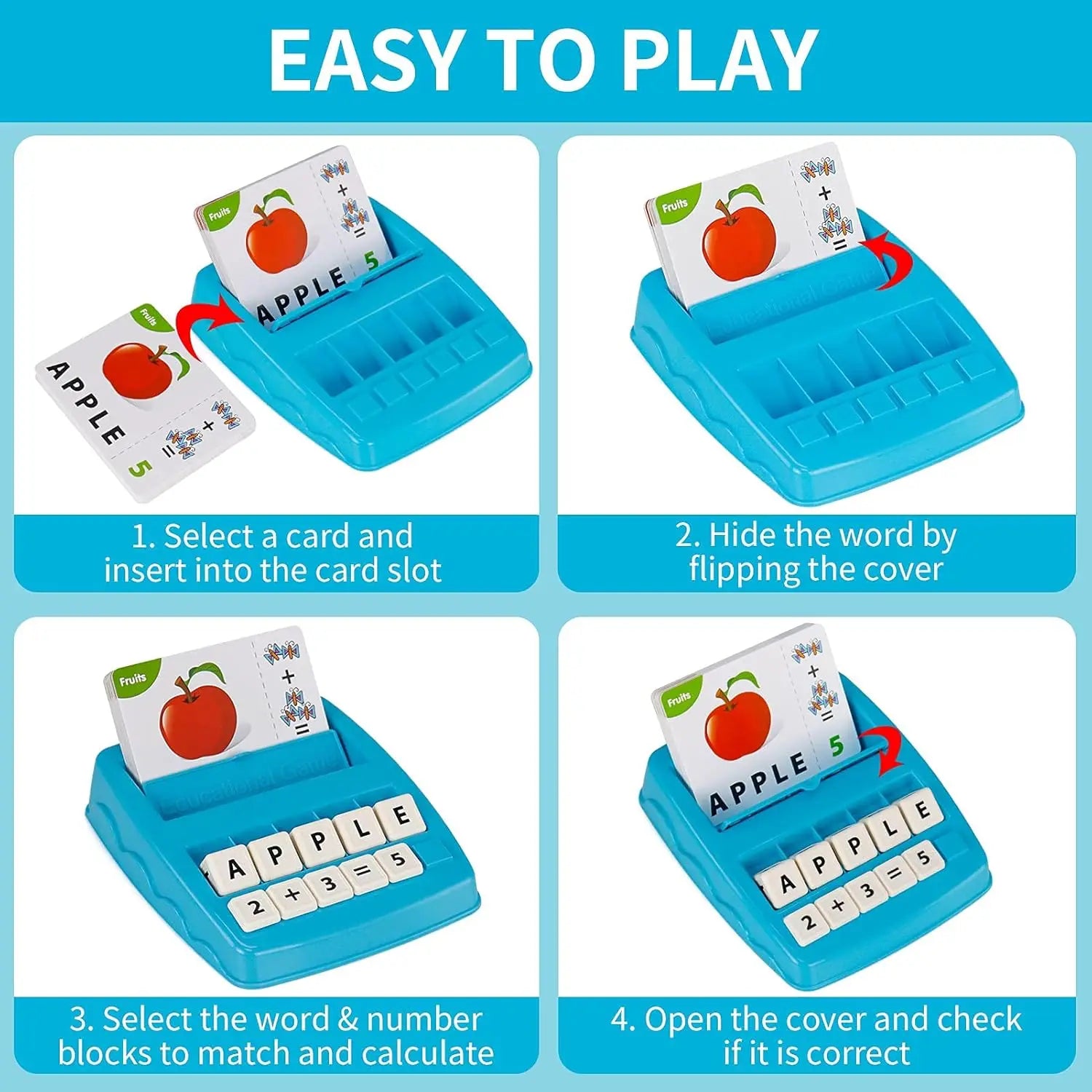 Educational Toys Learning Games for Kids 2 in 1 Matching Letter Spelling Number Cognition Early Math Game for Boys Girls Gifts