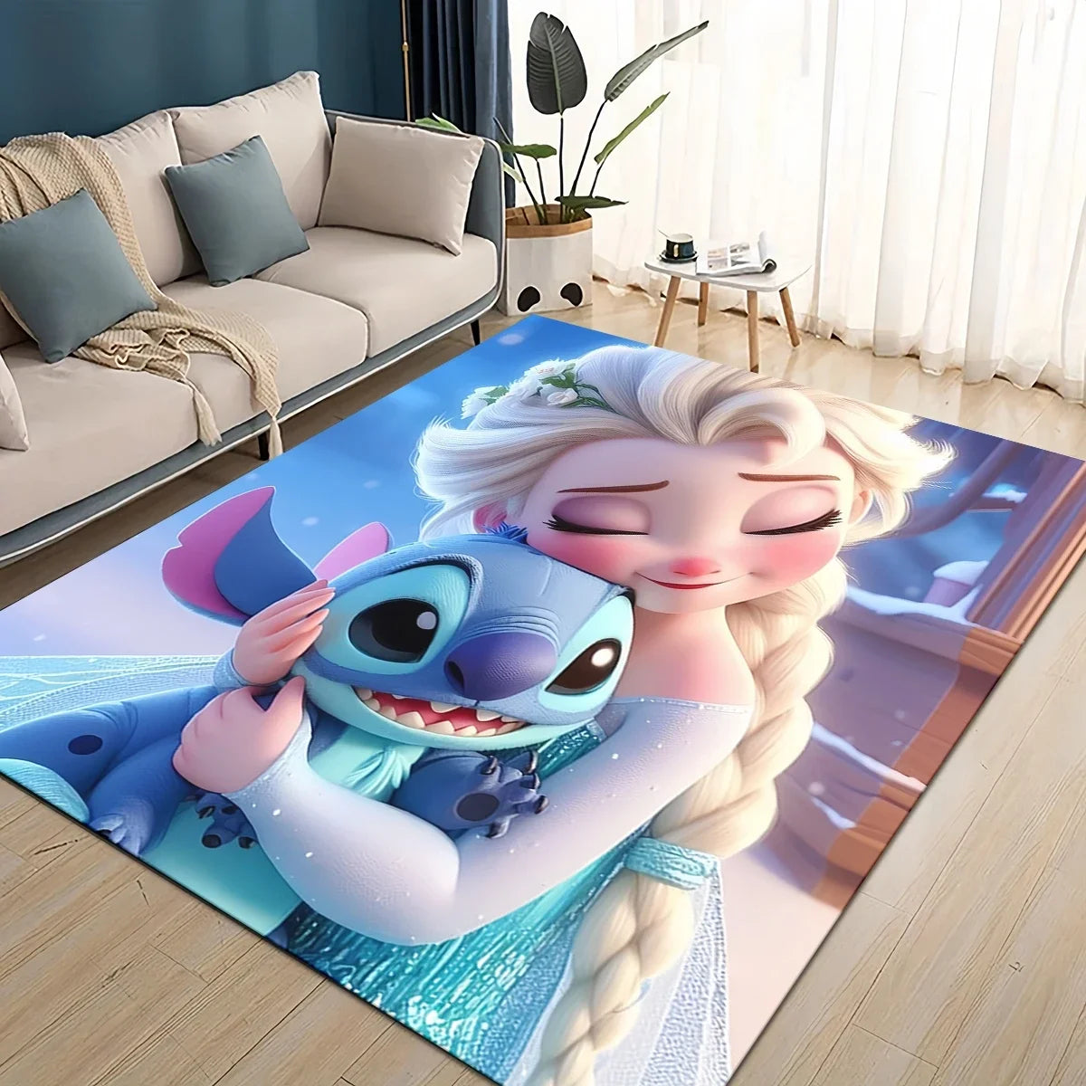 3D Kawaii Stitch Rainbow Magic Disney Cartoon Gift Carpet Rug for Bedroom Living Room Home Sofa Decoration,kid Decor Floor Mat