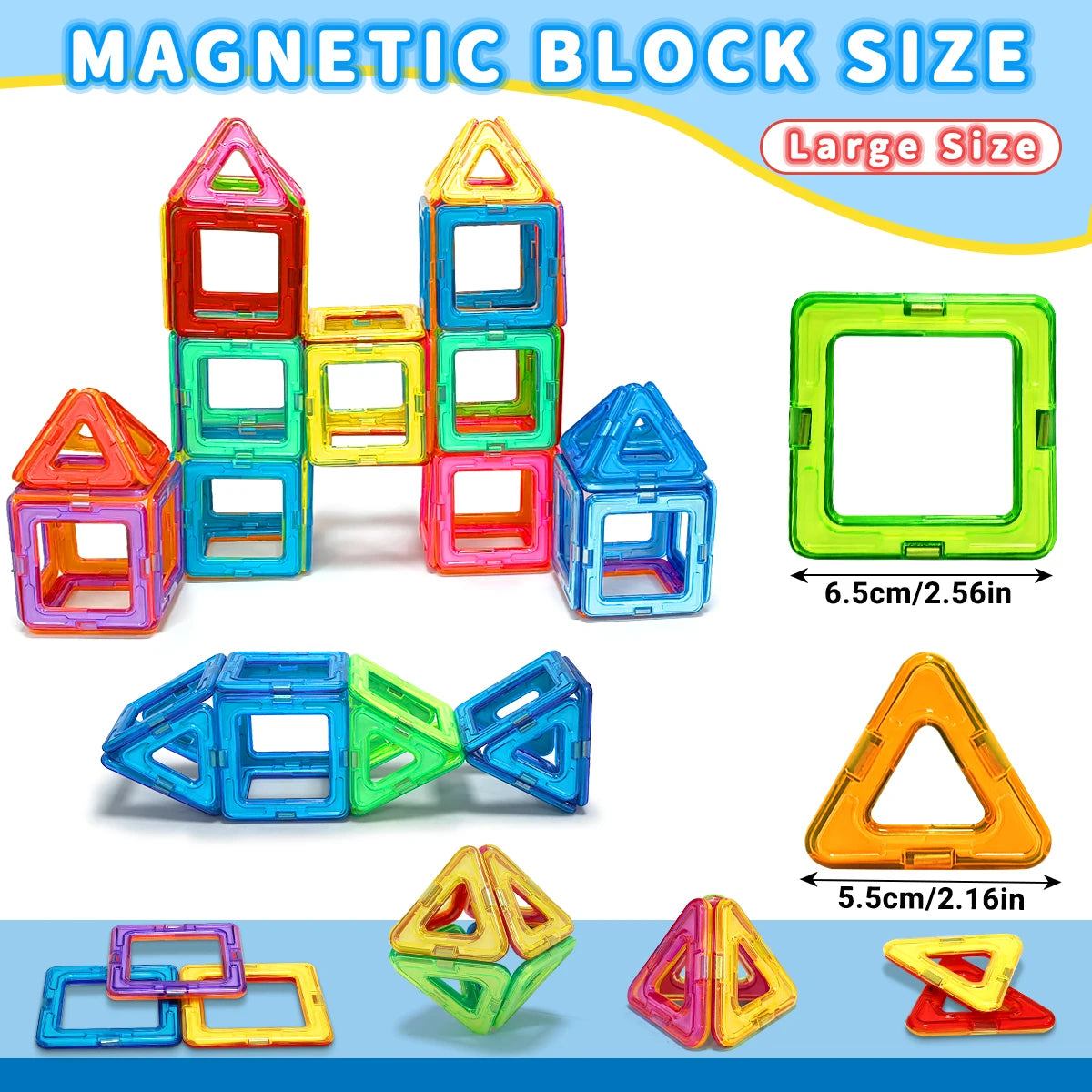 Magnetic Building Blocks, Big Size STEM Toys,Learning Educational Constructor Set Magnet Toys Birthday Gift 30/50/100PCS