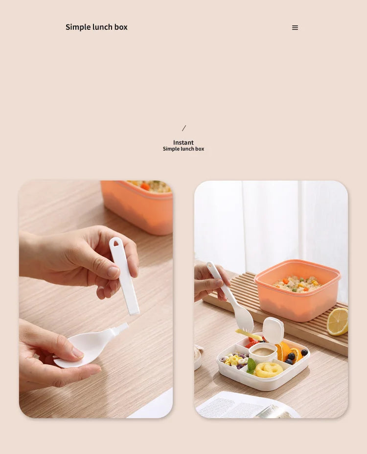 Bento Lunch Box,Portable Double Layer Salad Box,Lunch Box for Toddlers with Tableware,Microwavable Food Storage Container