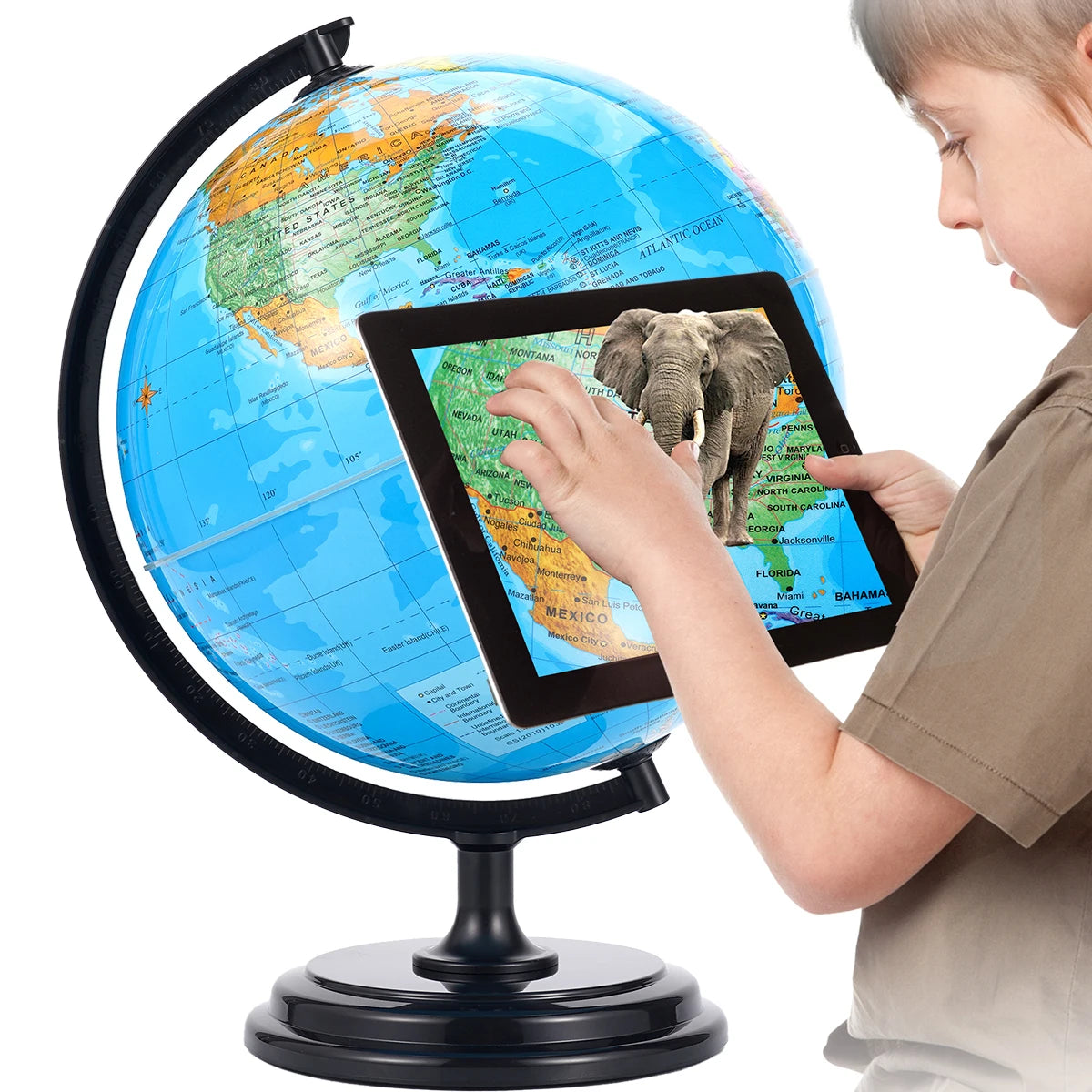 360° Rotating All-English World Globe Puzzle Educational Aid Tool Children's Geography Learning Toy Birthday Gift