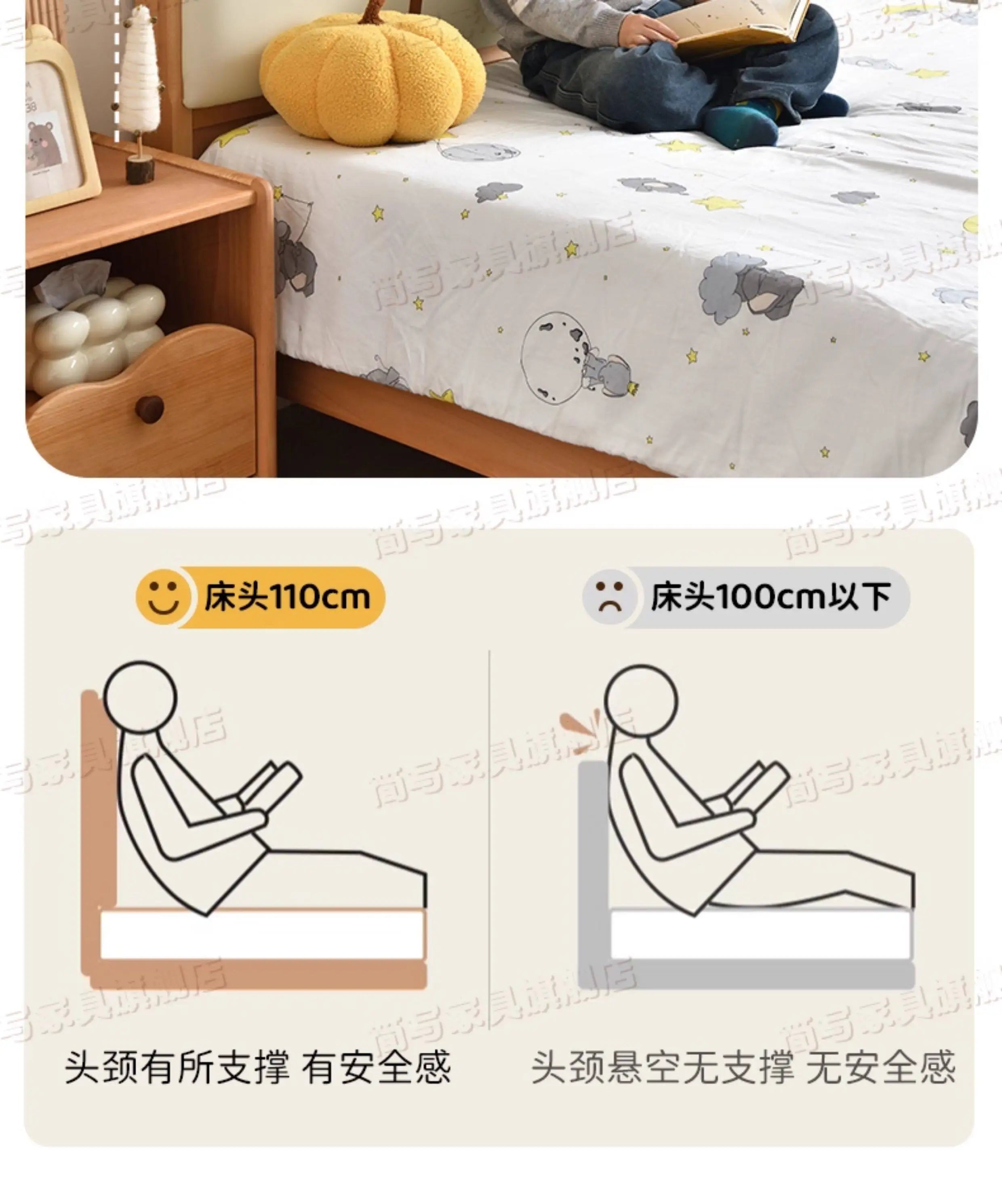 150x200cm Kids Bed 2 People Frame Bedside Table Queen Size Children Bed 2 People Modern Wooden Design Bedroom Furniture Sets