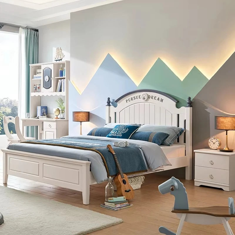 Modern Simple Design Pine Wood Bed with Drawers Durable Kids' Wooden Bed for Bedroom Home or Hotel Apartment Living Room