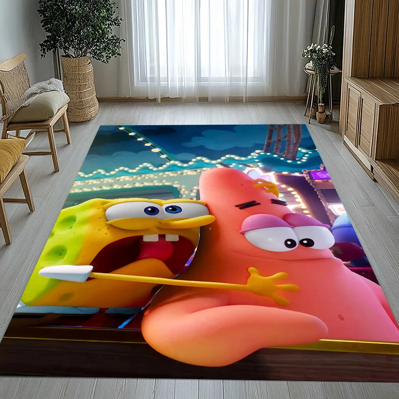 Funny S-SpongeBob Patrick Star Cartoon Living Room Non-Slip Area Rug Soft Carpet for Bedroom Playroom Sofa,Home Decor Doormat