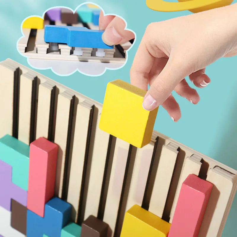 3D Wooden Puzzle, Building Blocks, Puzzle Game, Baby Logic Training Puzzle Toys, Parent-Child Interactive Games