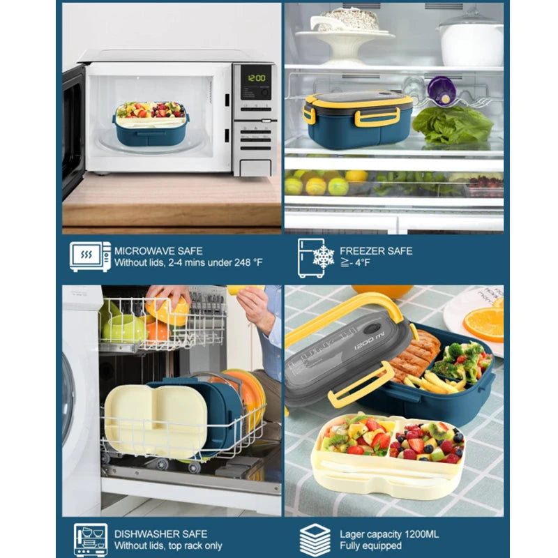 Double-layer Lunch Box Student Office Worker Bento Box Outdoor Picnic Fruit Food Container Light Salad Reducing Meal Lunch Bags