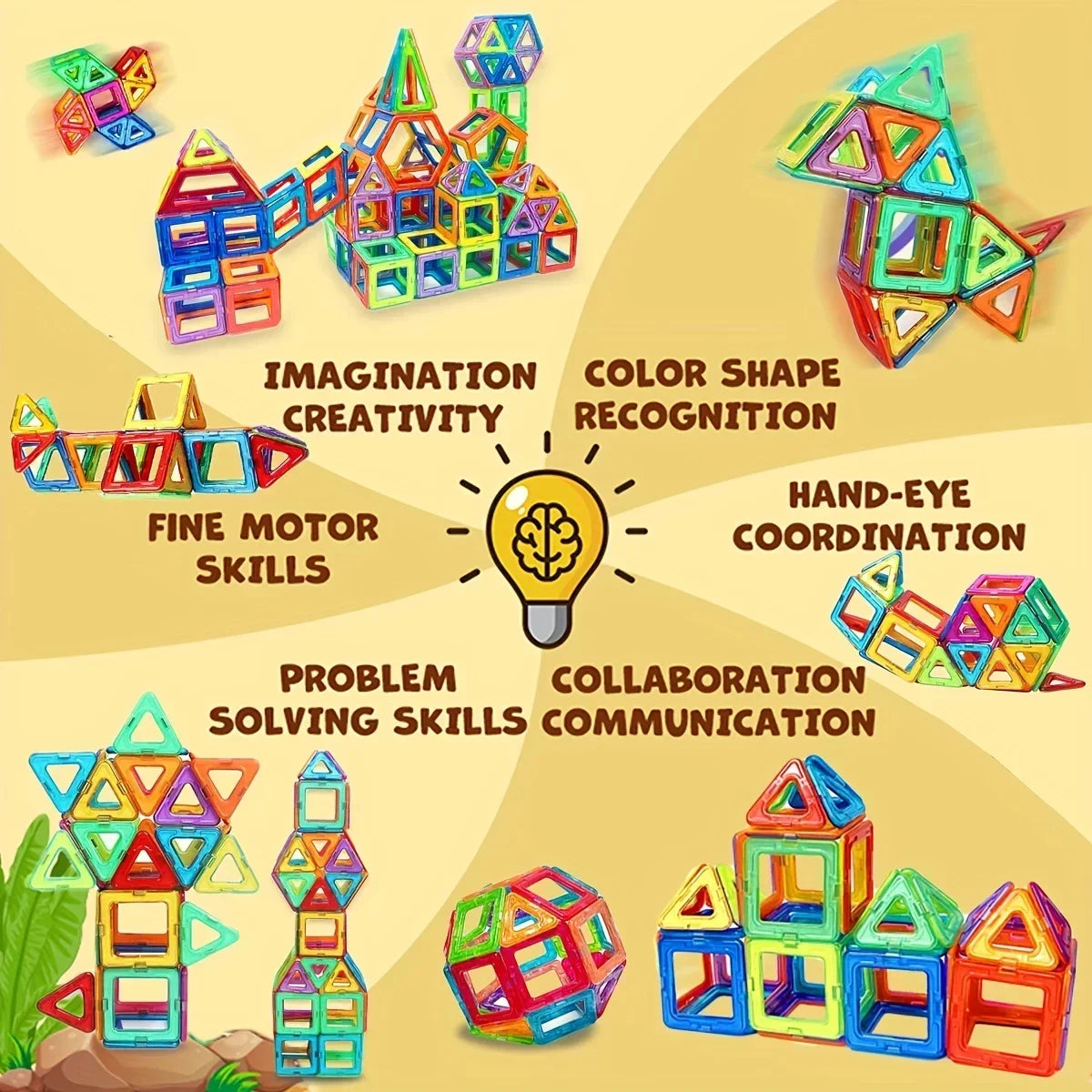 Magnetic Building Blocks, Big Size STEM Toys,Learning Educational Constructor Set Magnet Toys Birthday Gift 30/50/100PCS
