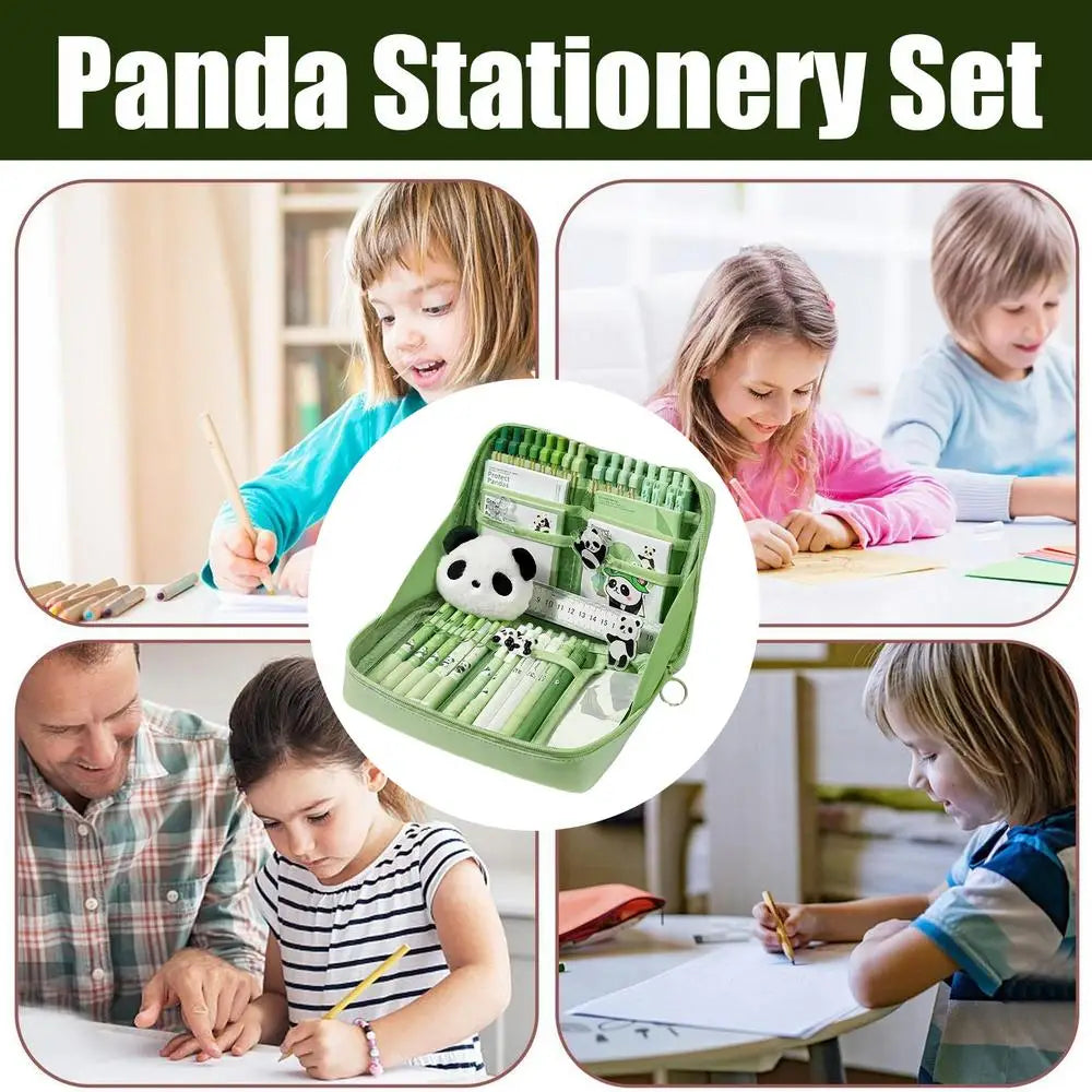 Stationery Sets School Stationery Set Panda Design Pens Stick Notes Brooches Pendants Kit for Kindergarten College Home Students