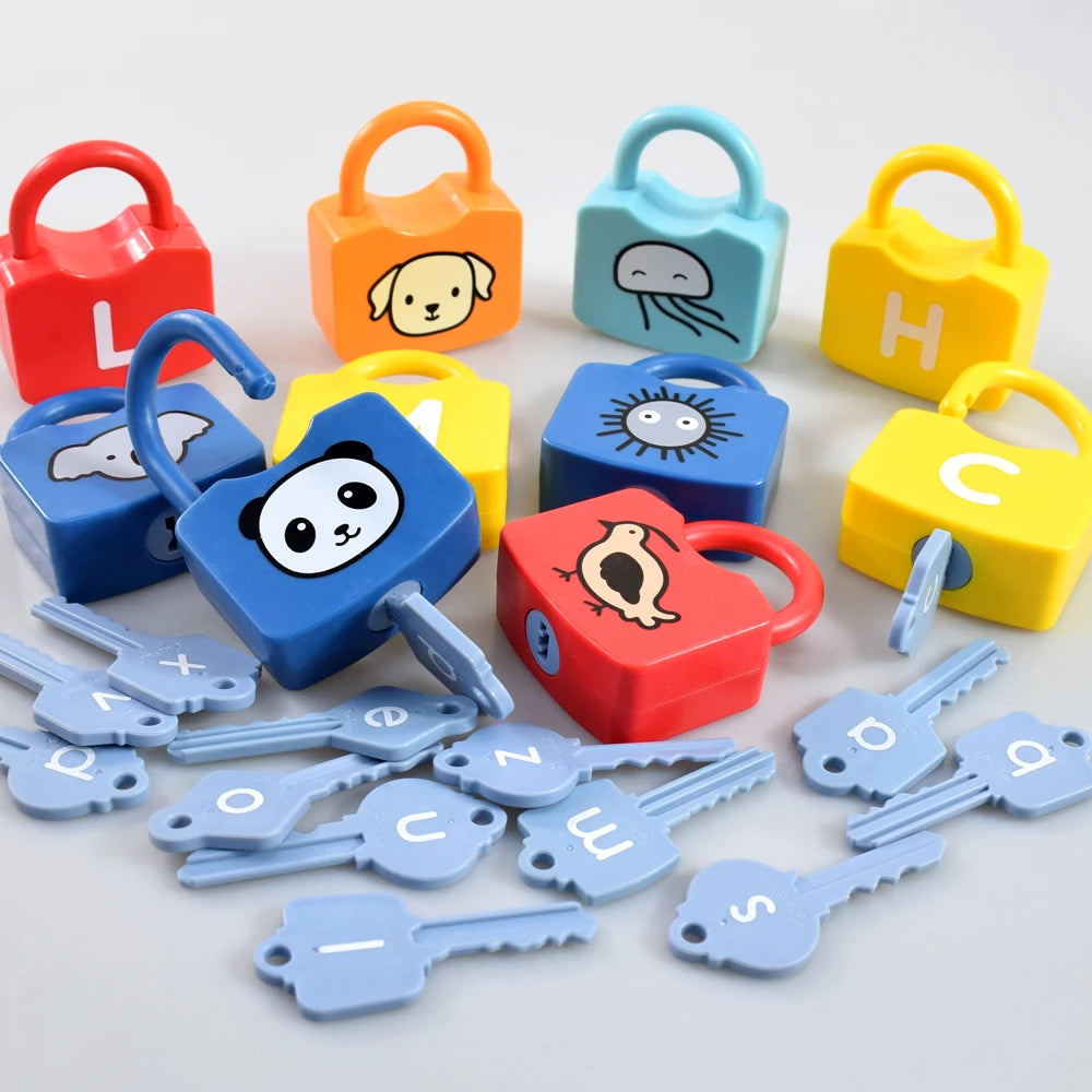 Early Education Alphabet Number Unlocking Game Key Fine Action Children Training Baby Abilities Puzzle Toy Gift