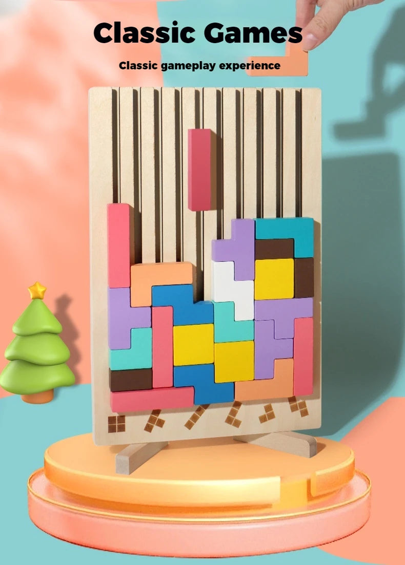 3D Wooden Puzzle, Building Blocks, Puzzle Game, Baby Logic Training Puzzle Toys, Parent-Child Interactive Games