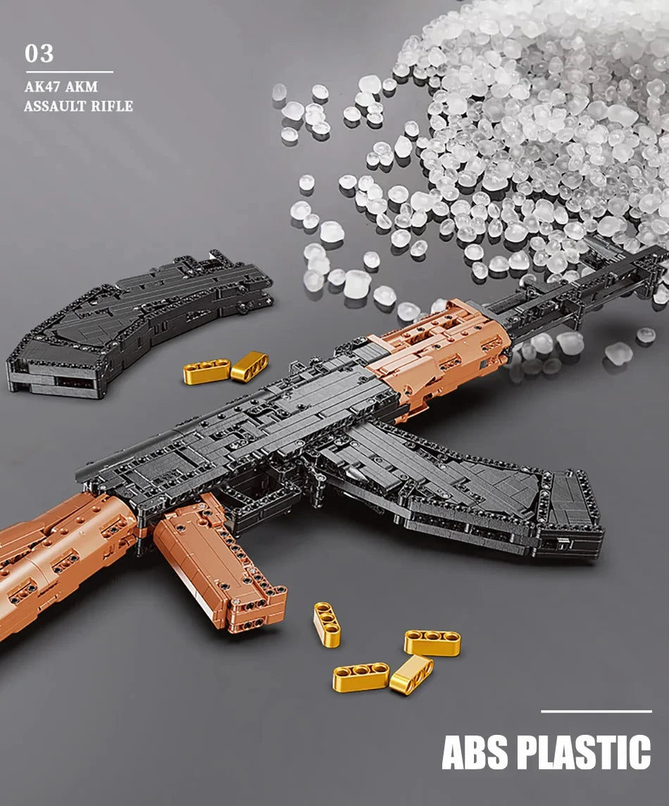 1423pcs Assault Rifle AK47 Building Blocks Military Series Rifle Children's Educational Assembly Toy Gun Model Boy Holiday Gift