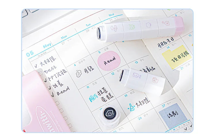 MINKYS New Arrival Cute To Do List Journal Stamp Set Kids Gift School Stationery