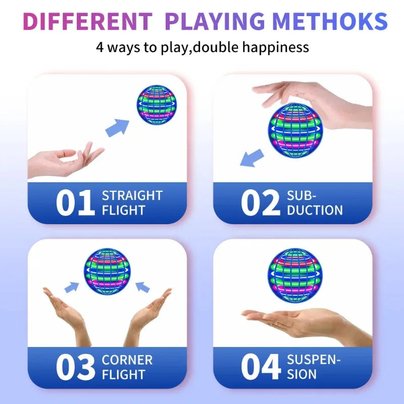2026 Hover Ball Flying Spinner - Hand Gesture Control, LED Lights Boomerang Toy, Safe Durable Kids Fidget Toys