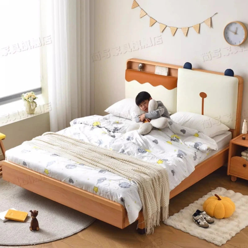 150x200cm Kids Bed 2 People Frame Bedside Table Queen Size Children Bed 2 People Modern Wooden Design Bedroom Furniture Sets
