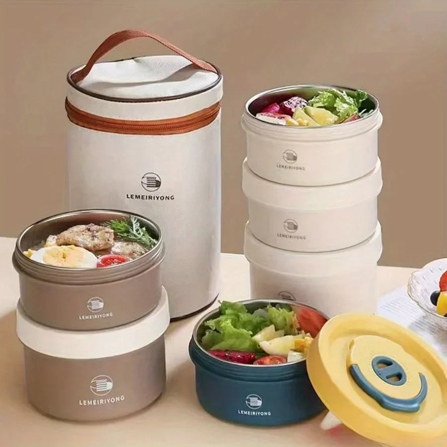 Lunch Box Portable Insulated Lunch Container Set Stackable Bento Stainless Steel Lunch Container