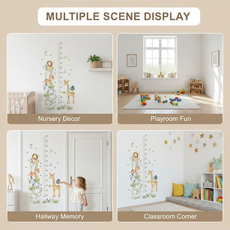 Cartoon Animal Height Ruler Kid's Bedroom Self Adhesive Wallpaper Waterproof Removable PVC Bedroom wall Decoration QBTZ03