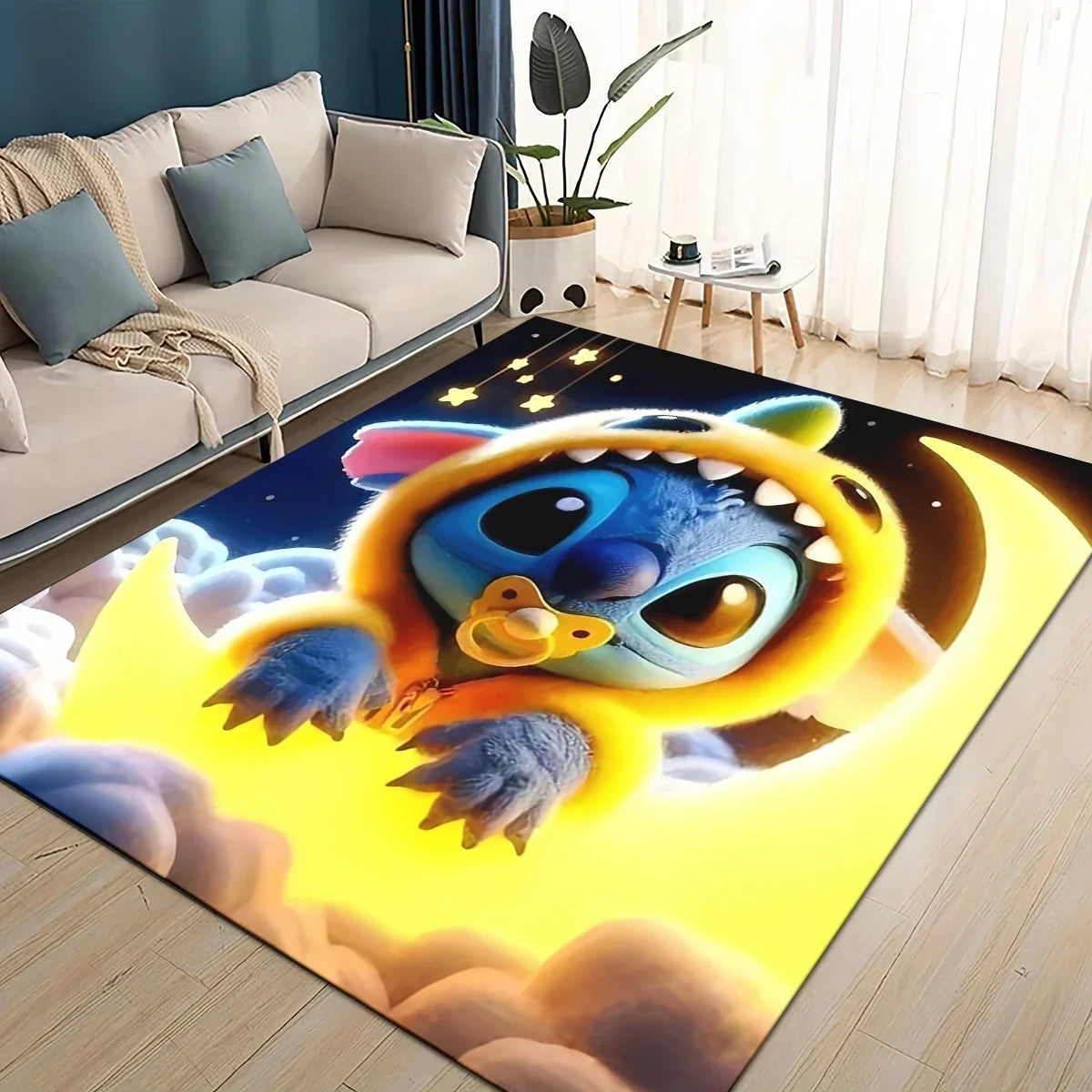 3D Kawaii Stitch Rainbow Magic Disney Cartoon Gift Carpet Rug for Bedroom Living Room Home Sofa Decoration,kid Decor Floor Mat