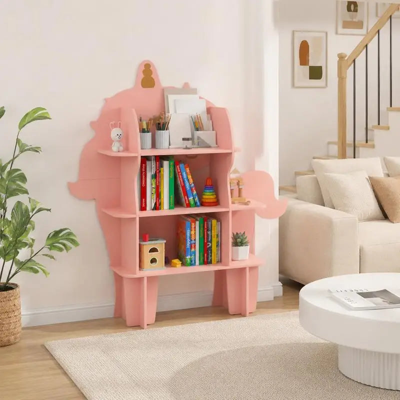 Kids Bookcase Toy Storage Organizer with Open Storage Shelves-UnicornSuitable for living room, study and office to store books and display decorative ornaments