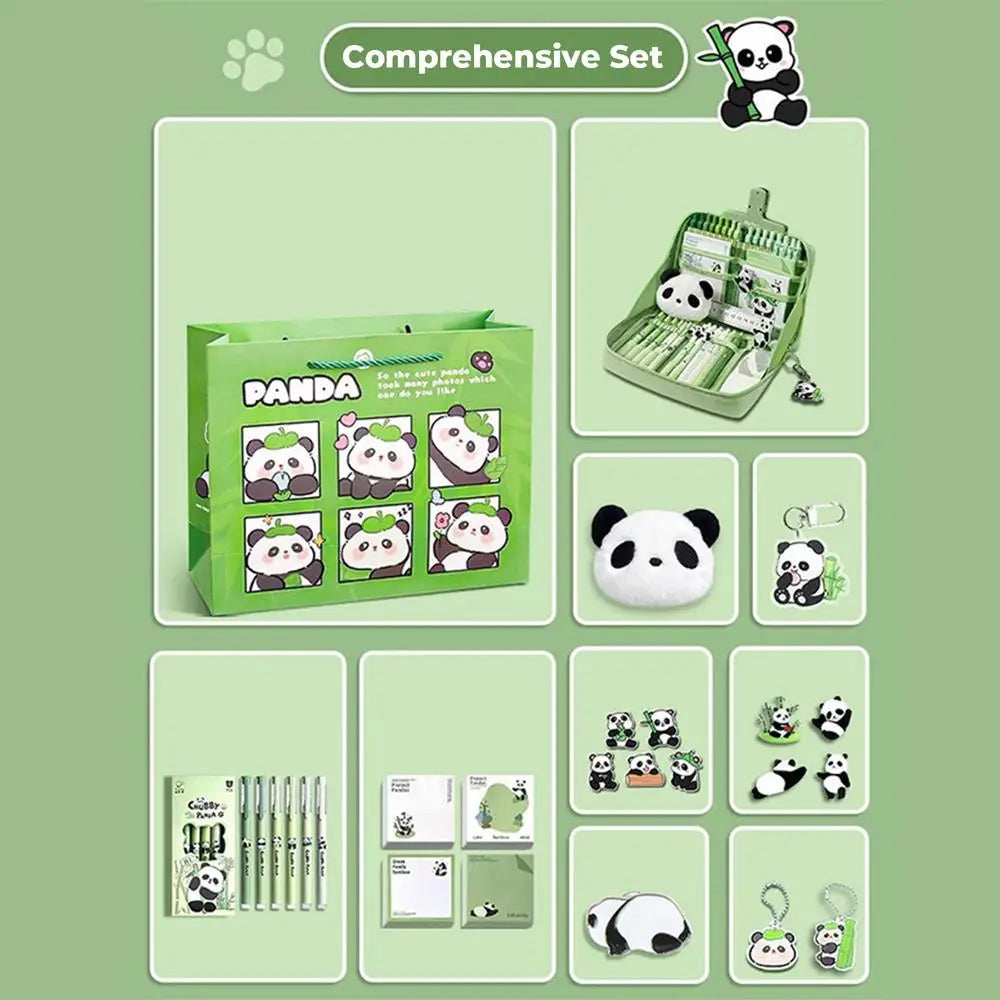 Stationery Sets School Stationery Set Panda Design Pens Stick Notes Brooches Pendants Kit for Kindergarten College Home Students