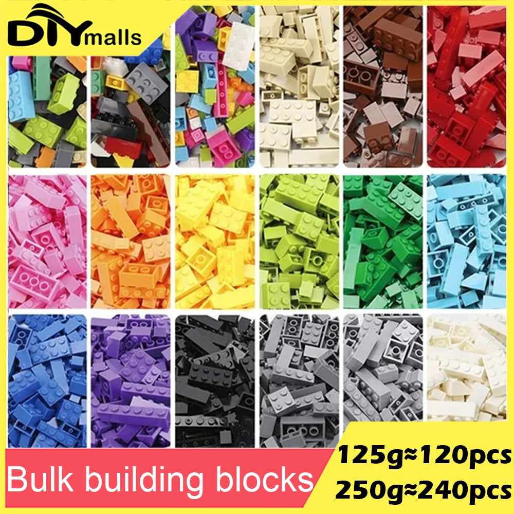120/240PCS DIY Building Blocks Bulk Set City Classic Bricks Colorful Assembly Creative Toy Educational Interactive Toy for Kids