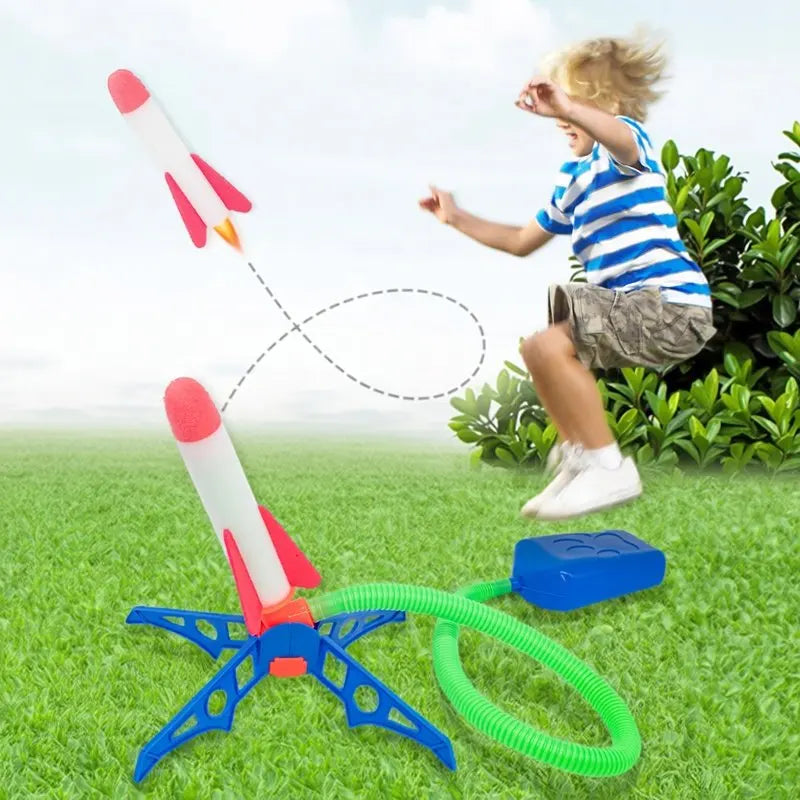 1 PCS Air Powered Rocket Launcher Kids Outdoor Foot Pump Soaring Interactive Toys Backyard Lawn Sports Game Birthday Gifts