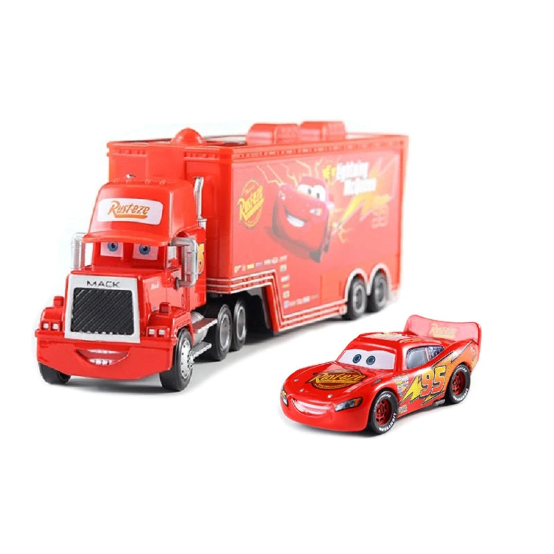 Cars Toy Truck Lightning McQueen Uncle Mike Alloy Diecast Model Container Hauler Trucks Children's Christmas Toys