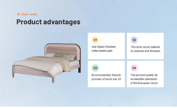 Modern Simple Design Pine Wood Bed with Drawers Durable Kids' Wooden Bed for Bedroom Home or Hotel Apartment Living Room