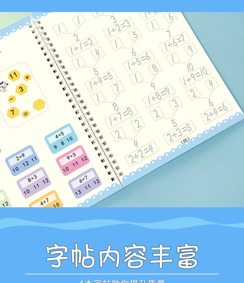 4pcs Magic Groove Practice Copybook Pen Preschools English Verison Kids Calligraphy Children Reusable Writing Book Free Wiping