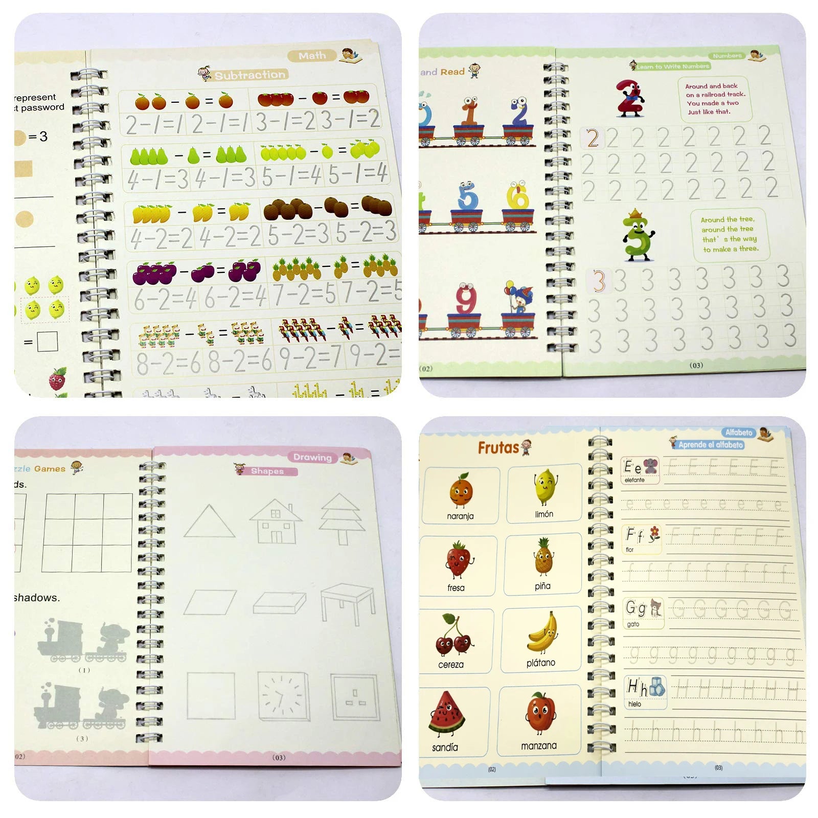 4Pcs Handwriting Workbooks Practice Copybook Magic Reusable Calligraphy Handwriting Tracing Practice Book for Kids Learning