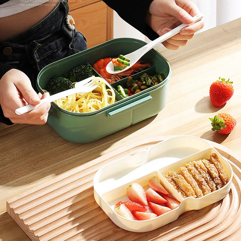Double-layer Lunch Box Student Office Worker Bento Box Outdoor Picnic Fruit Food Container Light Salad Reducing Meal Lunch Bags