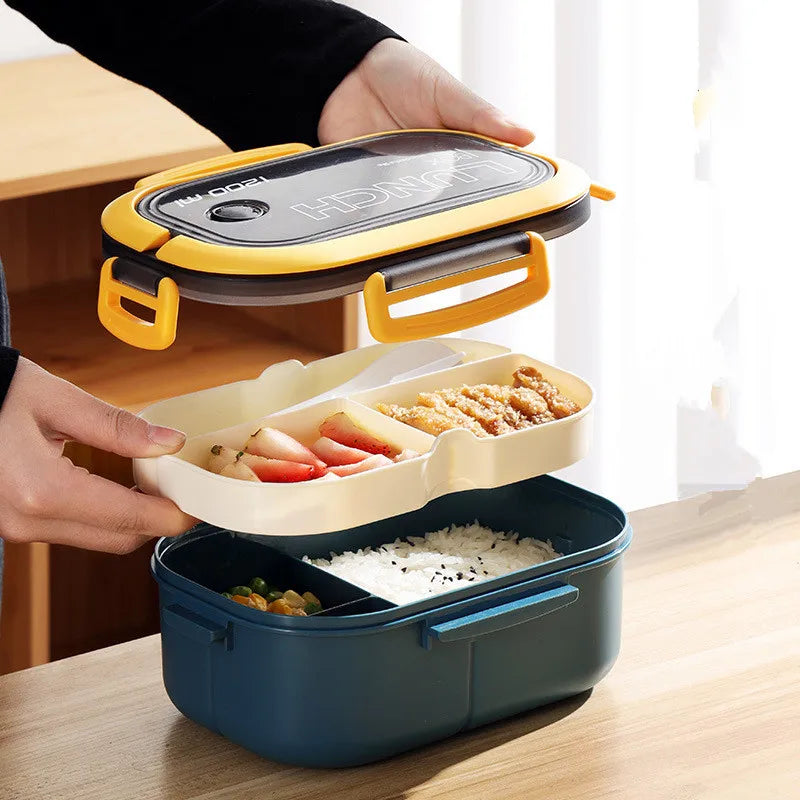 Double-layer Lunch Box Student Office Worker Bento Box Outdoor Picnic Fruit Food Container Light Salad Reducing Meal Lunch Bags