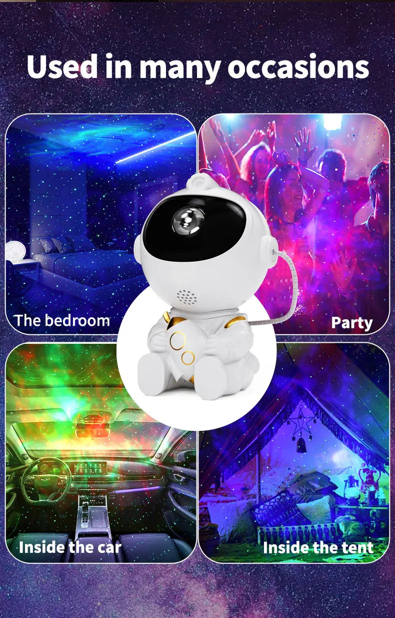 LED Star Galaxies Projector Night Light Astronaut Starry Sky Bedroom Room Decor Children's Gift - LED Atmosphere Creating Lamp