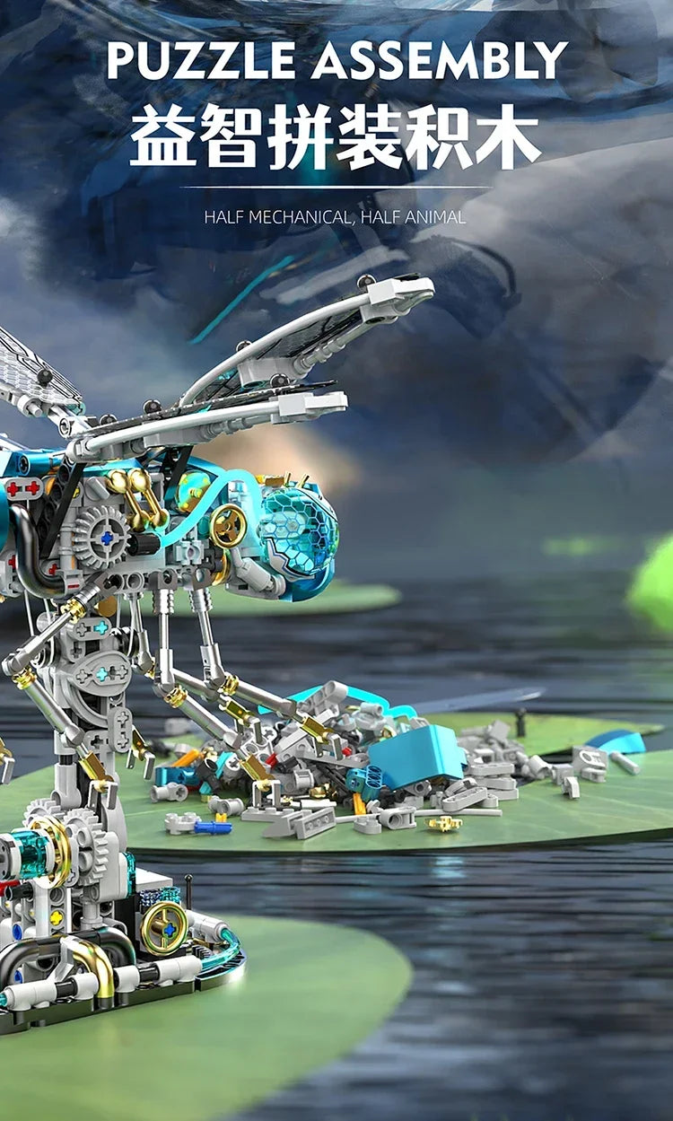 866+pcs Mechanical Dragonfly Building Blocks Kit Animal World Model Set Bricks Kids STEM Toys Children's Gifts
