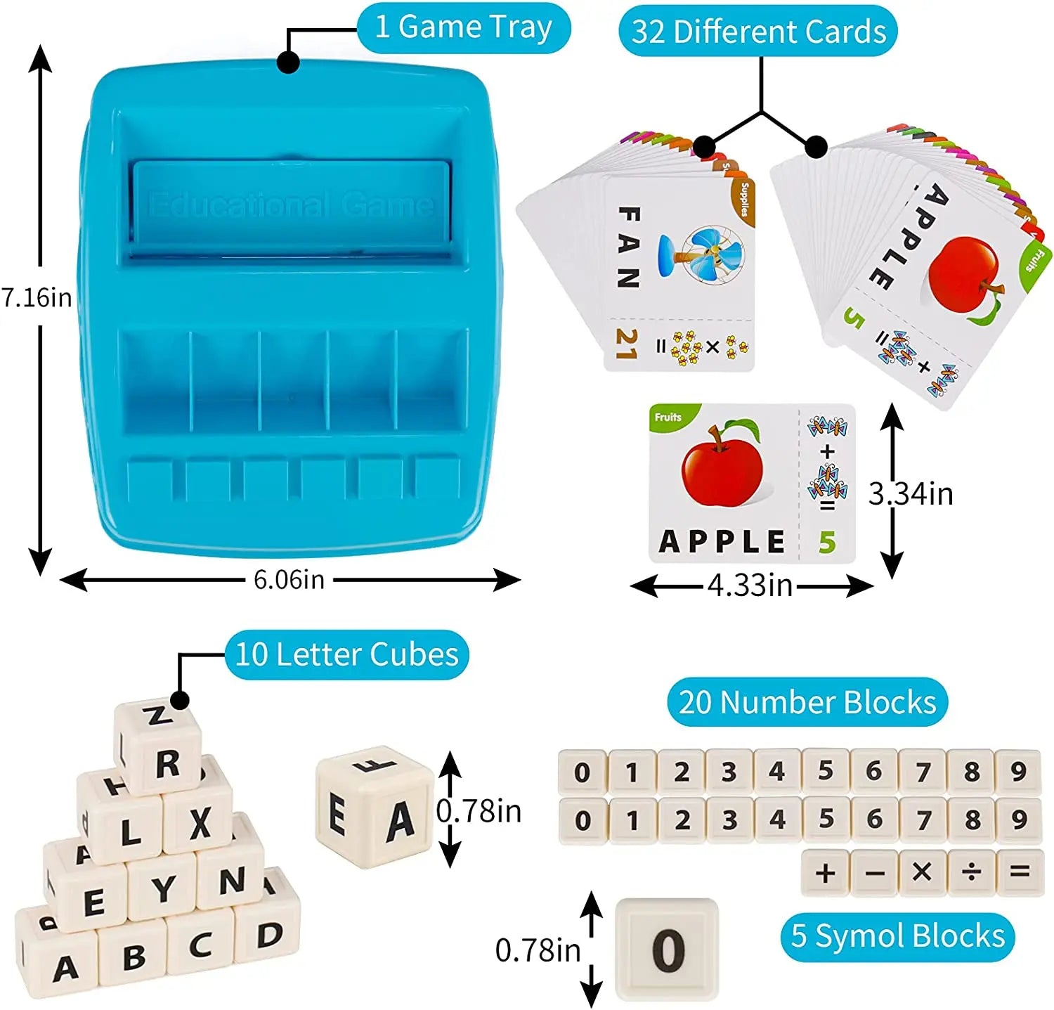 Educational Toys Learning Games for Kids 2 in 1 Matching Letter Spelling Number Cognition Early Math Game for Boys Girls Gifts