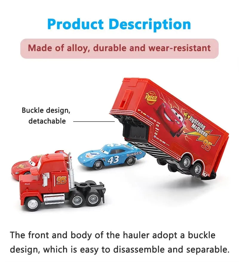 Cars Toy Truck Lightning McQueen Uncle Mike Alloy Diecast Model Container Hauler Trucks Children's Christmas Toys