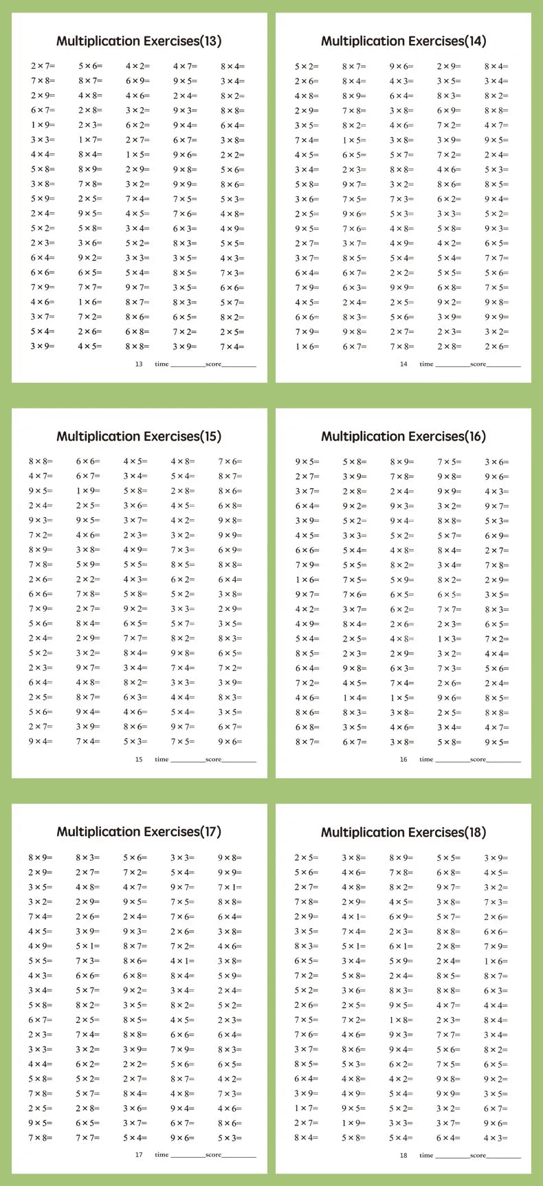 Practice Questions for Multiplication Division Specialized Training Mathematics, Math Workbook, Early Education Toys