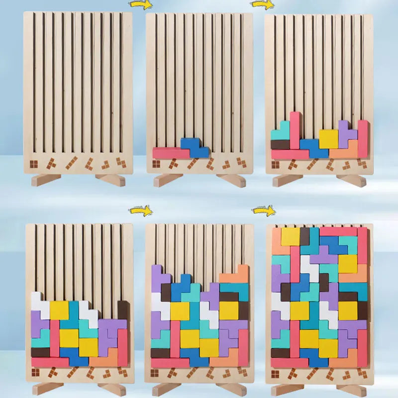 3D Wooden Puzzle, Building Blocks, Puzzle Game, Baby Logic Training Puzzle Toys, Parent-Child Interactive Games