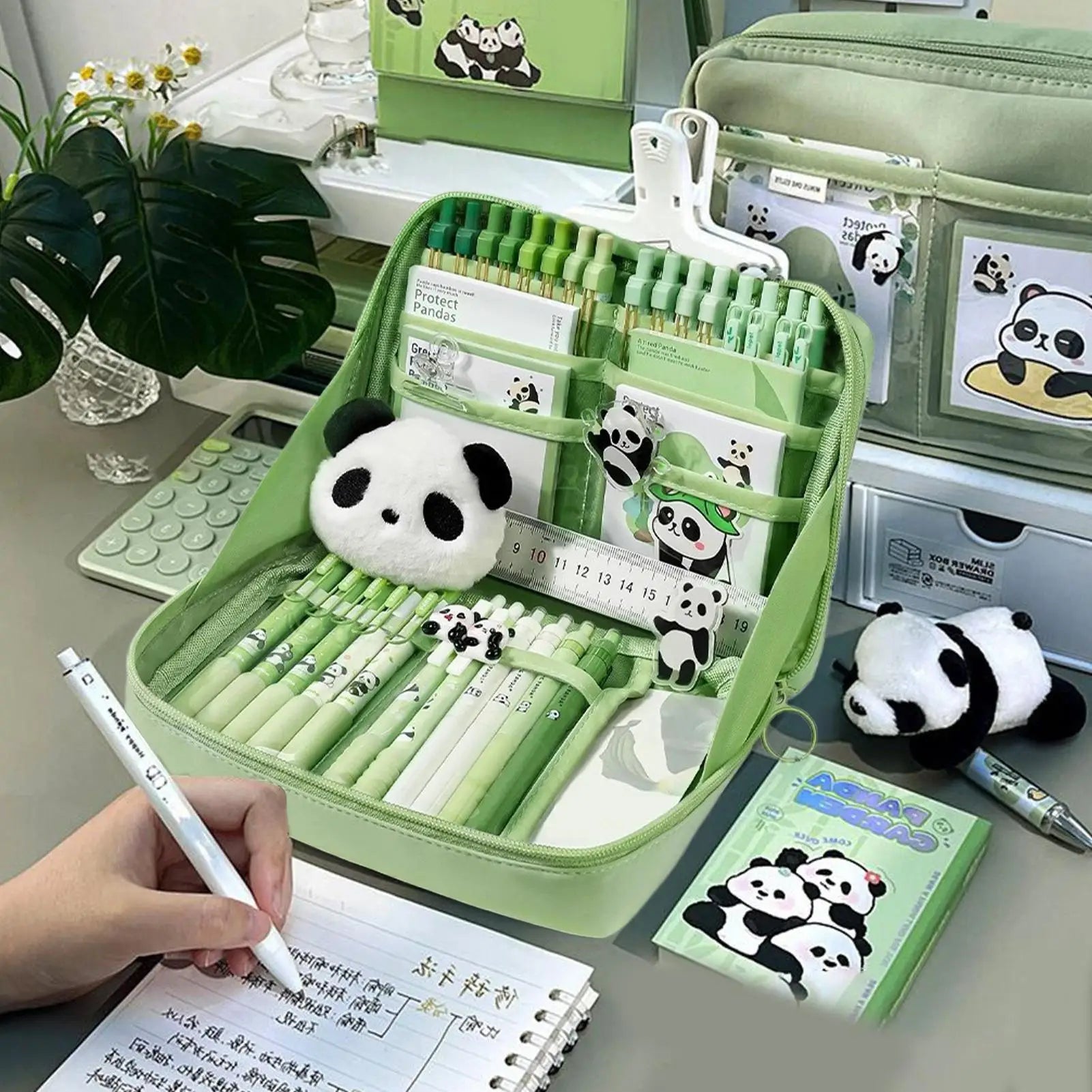 Stationery Sets School Stationery Set Panda Design Pens Stick Notes Brooches Pendants Kit for Kindergarten College Home Students