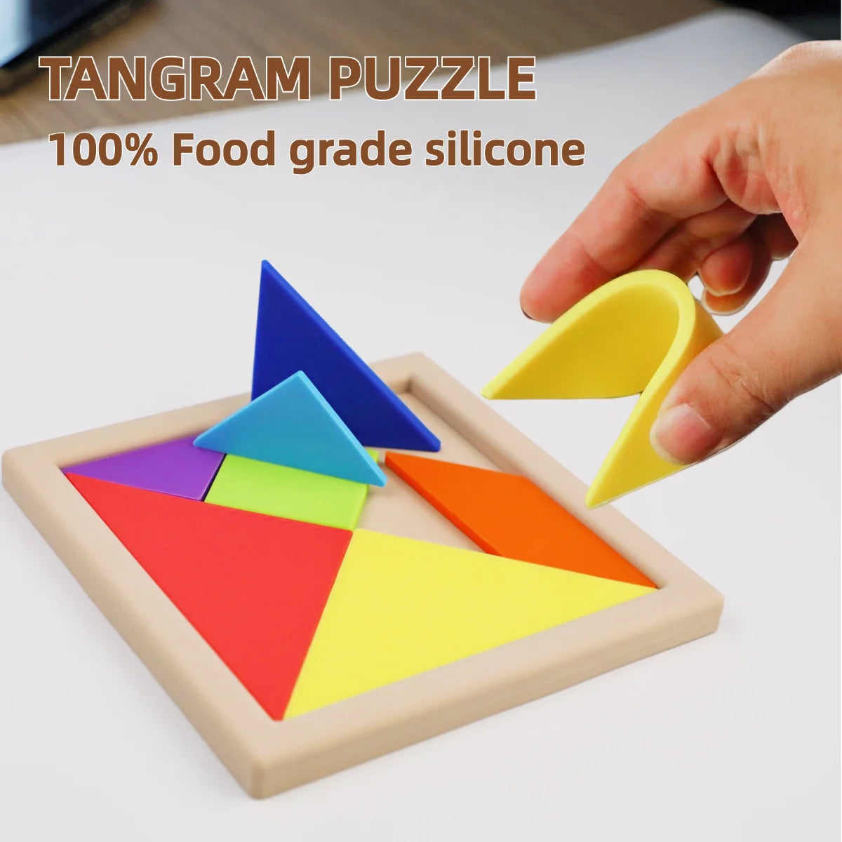 Colorful silicone puzzle toys Tangram Montessori materials children's puzzle toys Building blocks Children's learning toys