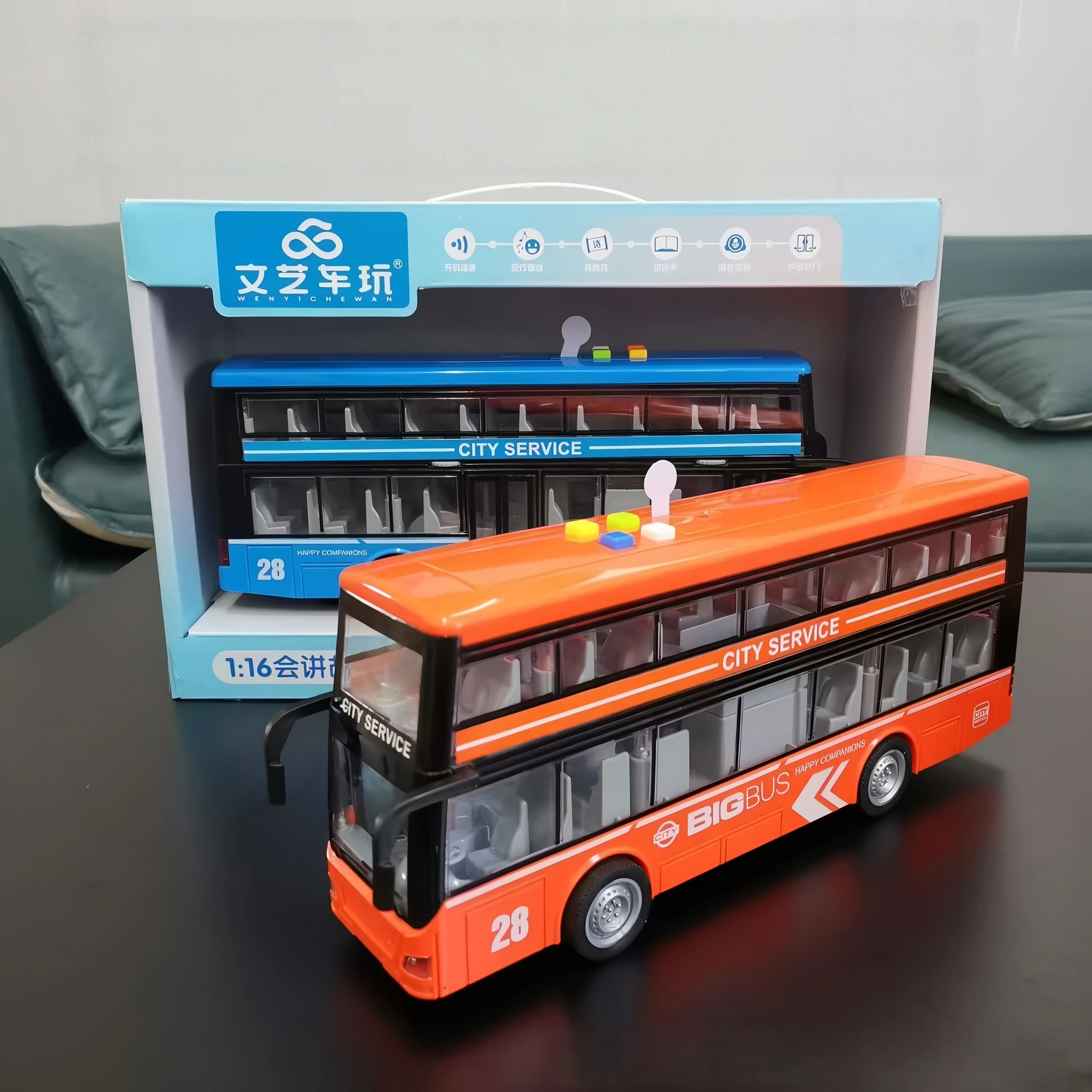 Large Size Light Music Inertia Bus Model Pull Back Cars Simulation Bus High Quality Drop-resistant Educational Toys Gifts