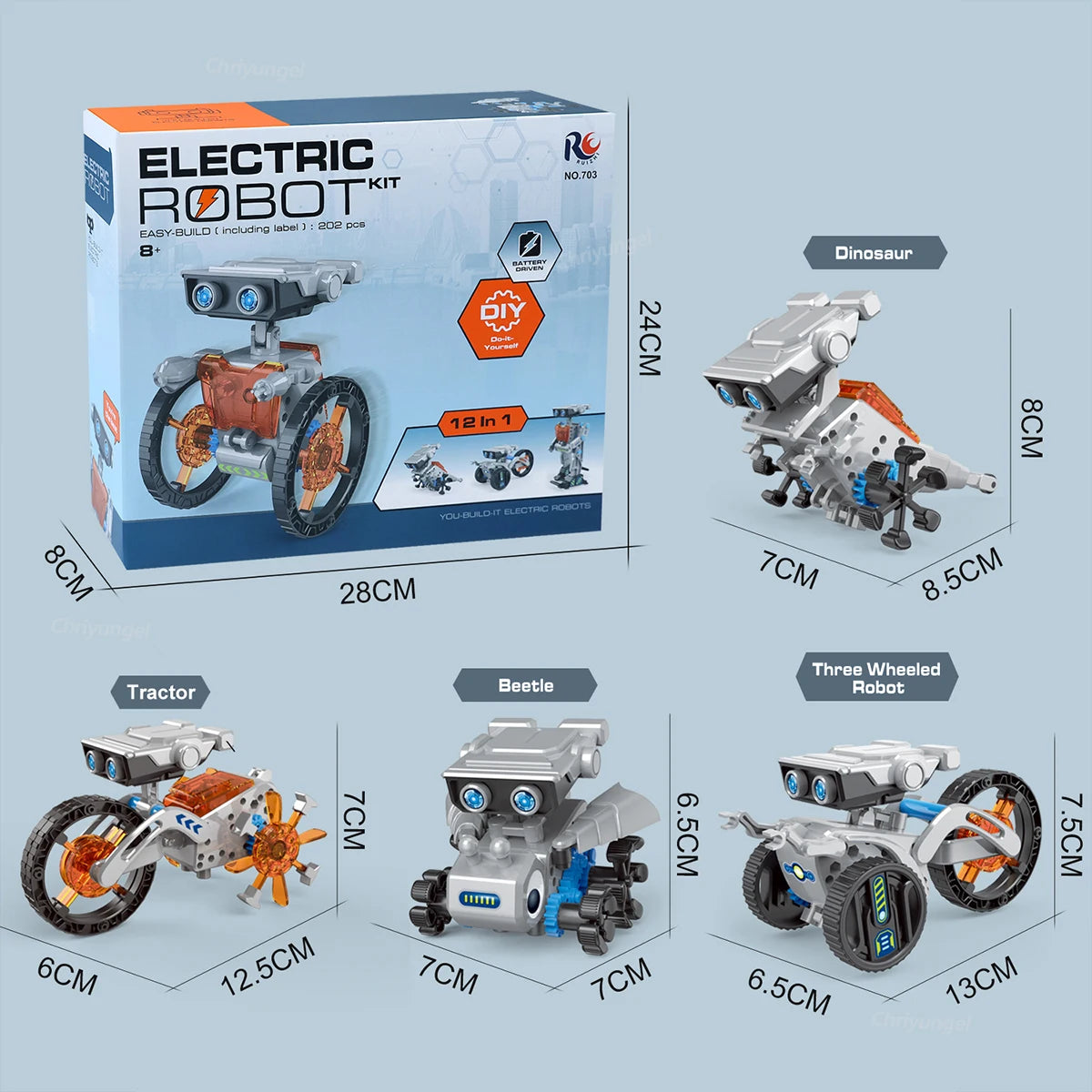 12-in-1 STEM Robot Building Kit Toys DIY Engineering Construction Set Educational Science Experiment Gift for Kids Teens