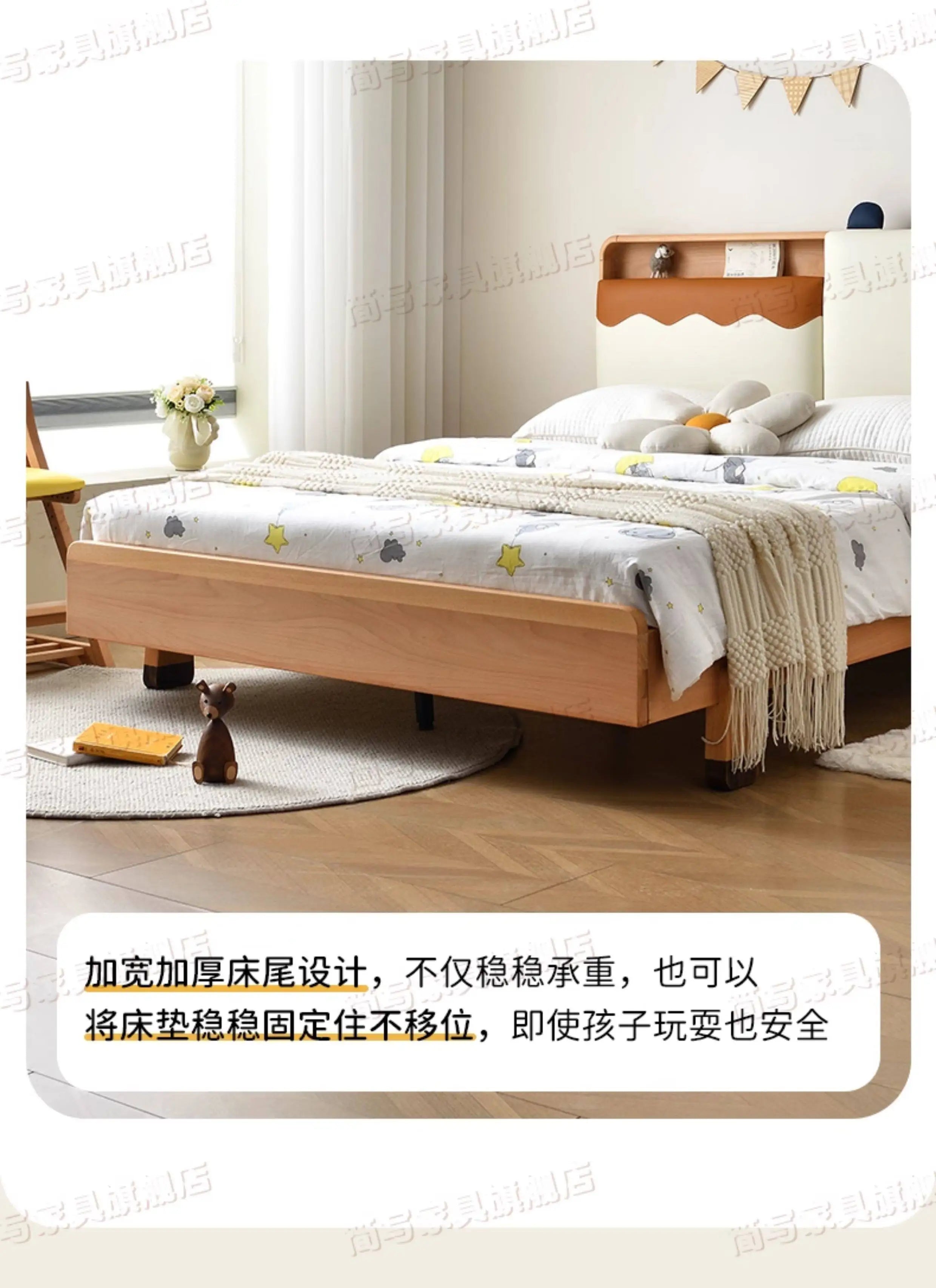 150x200cm Kids Bed 2 People Frame Bedside Table Queen Size Children Bed 2 People Modern Wooden Design Bedroom Furniture Sets