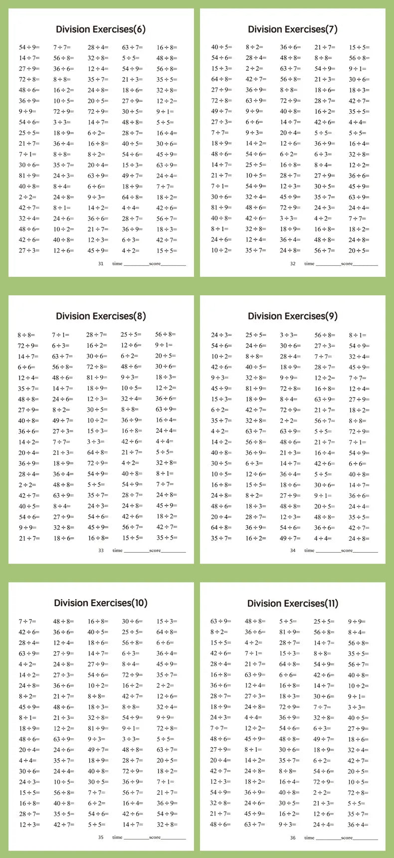 Practice Questions for Multiplication Division Specialized Training Mathematics, Math Workbook, Early Education Toys
