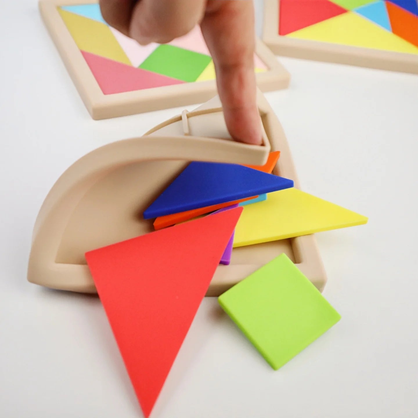 Colorful silicone puzzle toys Tangram Montessori materials children's puzzle toys Building blocks Children's learning toys