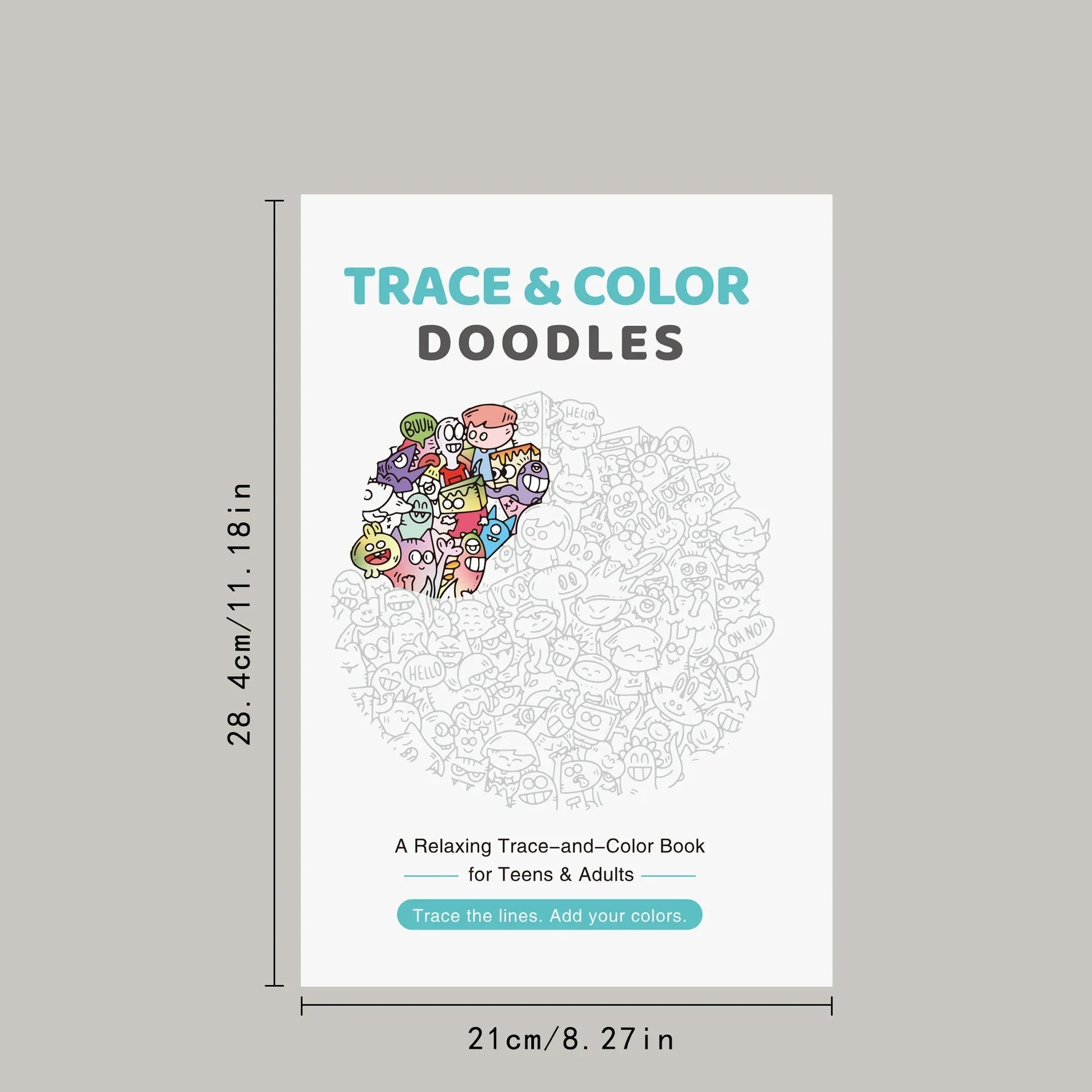 Trace & Color Doodles — 28-Page Activity Book for Teens